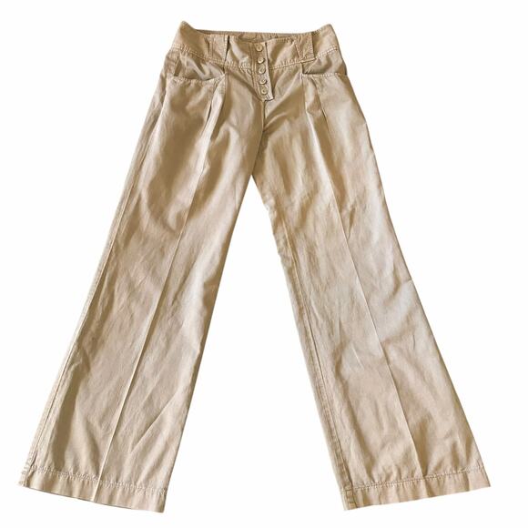 Twelfth Street Cynthia Vincent Women's Linen Blend Pants 6 Brown Minimalist - Picture 2 of 9